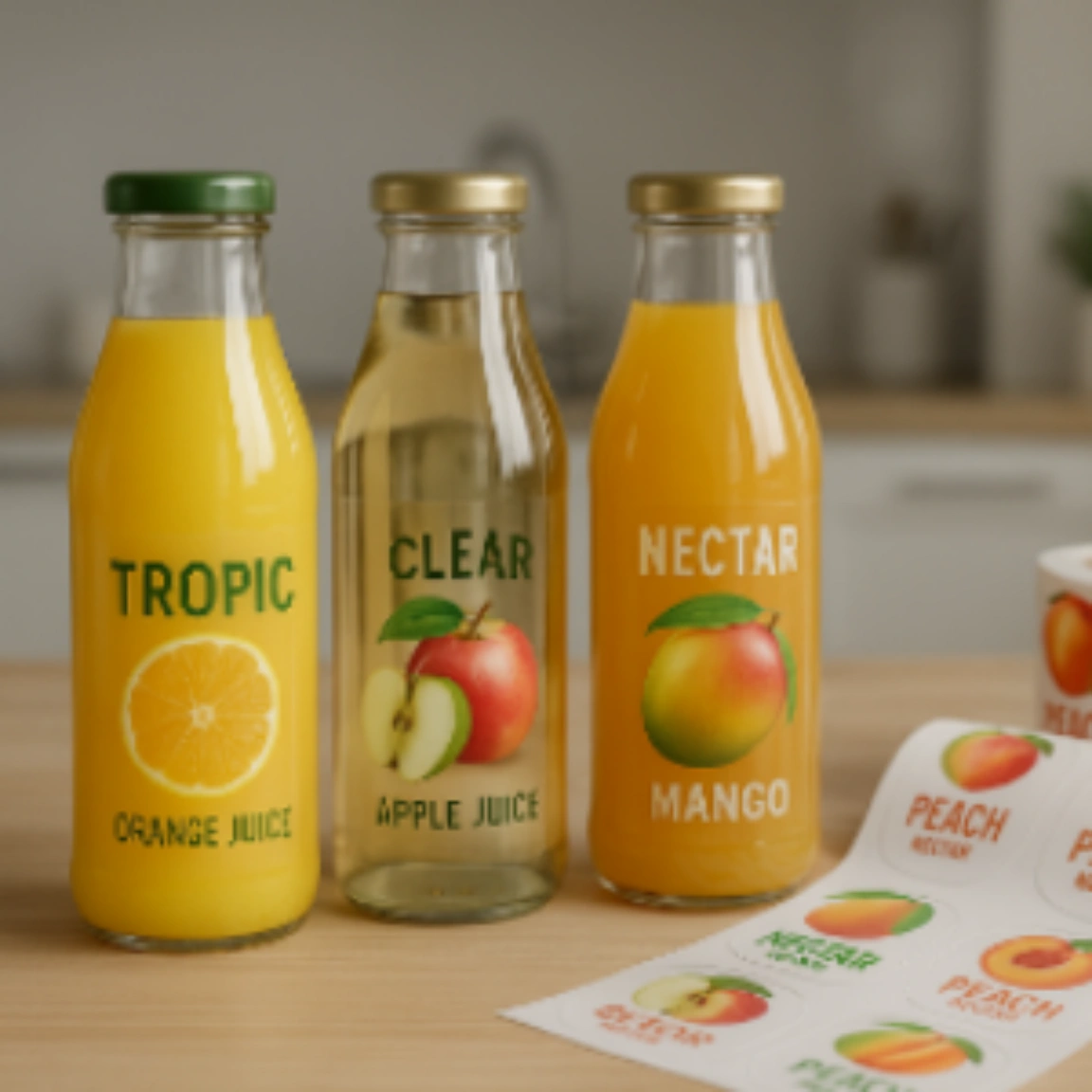 Этикетки для напитков в стеклянных бутылках