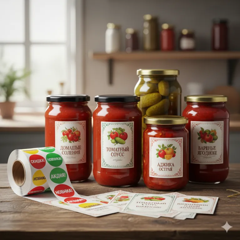 Этикетки для консервации и соусов в банках