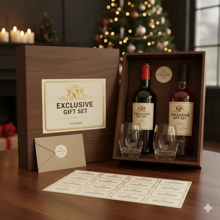 Этикетки для  подарочных наборов с алкоголем